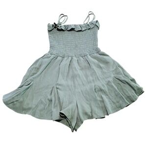 Mi‎ Ami Ruffle Smocked Romper Green Casual Summer Sleeveless Size XS